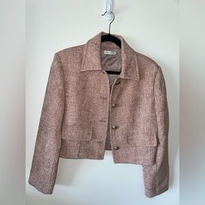 Moon River Blush Pink Tweed Cropped Blazer